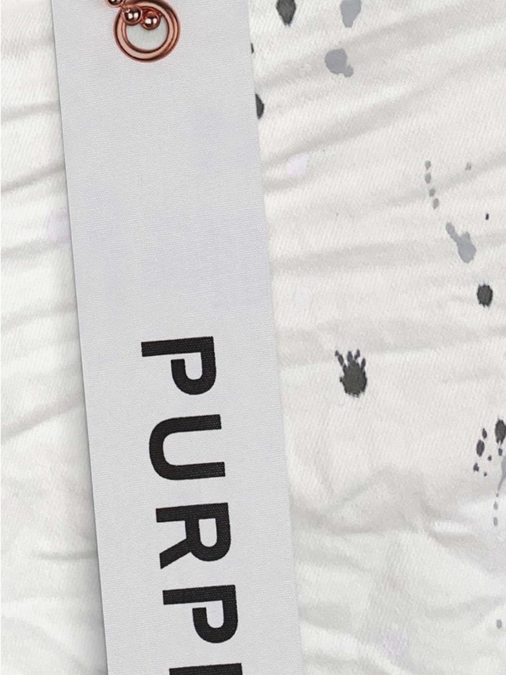 PURPLE Label White Skinny Men’s Jeans with Subtle Gray Print